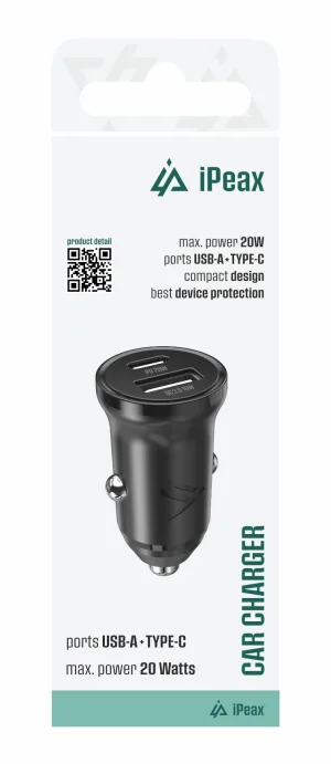 AUTONABÍJEČKA CL-03, PD, 20W, USB-C + USB-A ČERNÁ