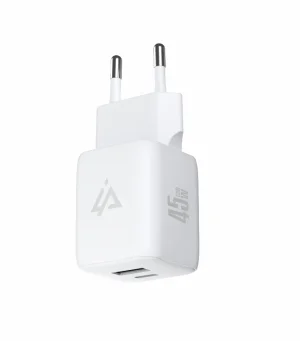 GaN SÍŤOVÁ NABÍJEČKA 45W (USB-C + USB-A) BÍLÁ - obrázek 3