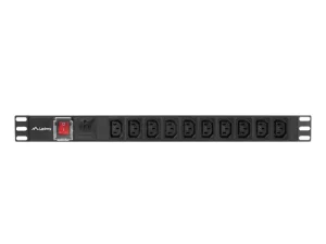 NAPÁJECÍ PANEL (PDU) 19" LANBERG 1U 10A 2m 10X IEC C13 ZÁSUVKA ČERNÁ C14 - obrázek 2