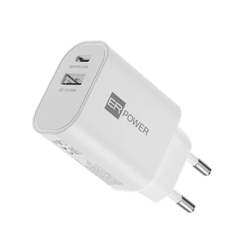 Dual GaN Charger 33W 1 USB-C/1 USB-A PD/PPS/QC - White