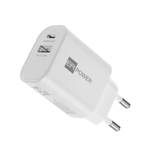 Dual GaN Charger 33W 1 USB-C/1 USB-A PD/PPS/QC - White