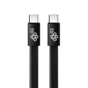 TB plochý kabel USB-C na USB-C, 1m,  černý