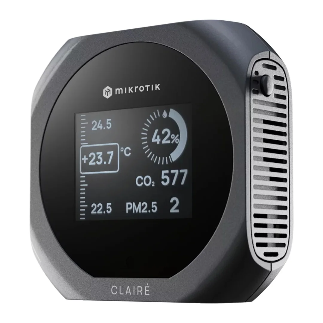 MikroTik IAQM-THC2PV-G, Claire - Air Quality Monitor, CO2, Temp, RH, PM2.5/10, VOC, šedá
