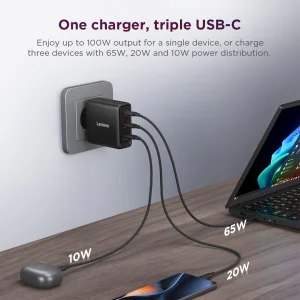 Lenovo USB-C 100W GaN nabíječ, více portů - obrázek 3