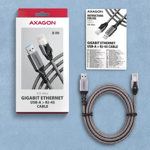 AXAGON ADE-AM15, USB-A Gigabit Ethernet adaptér s integrovaným síťovým CAT6 kabelem RJ-45 (1,5m) - obrázek 3