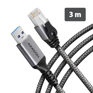 AXAGON ADE-AM30, USB-A Gigabit Ethernet adaptér s integrovaným síťovým CAT6 kabelem RJ-45 (3m)