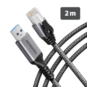 AXAGON ADE-AM20, USB-A Gigabit Ethernet adaptér s integrovaným síťovým CAT6 kabelem RJ-45 (2m)