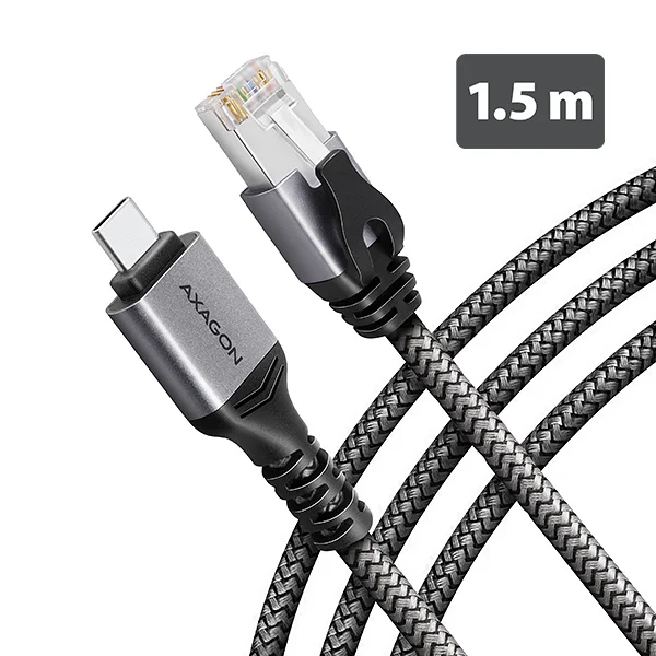 AXAGON ADE-CM15, USB-C Gigabit Ethernet adaptér s integrovaným síťovým CAT6 kabelem RJ-45 (1,5m)