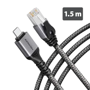 AXAGON ADE-CM15, USB-C Gigabit Ethernet adaptér s integrovaným síťovým CAT6 kabelem RJ-45 (1,5m)