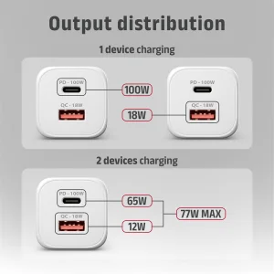 AXAGON ACU-PQ100W, GaN nabíječka do sítě 100W, USB-A + USB-C, PD3.0/PPS/QC4+/SFC2.0/Apple, bílá - obrázek 2