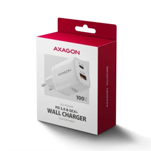 AXAGON ACU-PQ100W, GaN nabíječka do sítě 100W, USB-A + USB-C, PD3.0/PPS/QC4+/SFC2.0/Apple, bílá - obrázek 10
