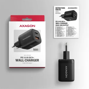 AXAGON ACU-PQ100, GaN nabíječka do sítě 100W, USB-A + USB-C, PD3.0/PPS/QC4+/SFC2.0/Apple, černá - obrázek 11
