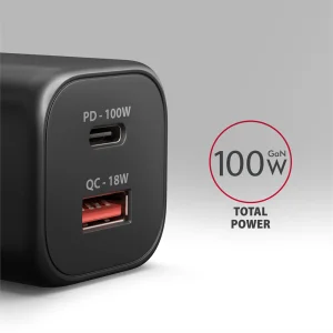 AXAGON ACU-PQ100, GaN nabíječka do sítě 100W, USB-A + USB-C, PD3.0/PPS/QC4+/SFC2.0/Apple, černá - obrázek 13