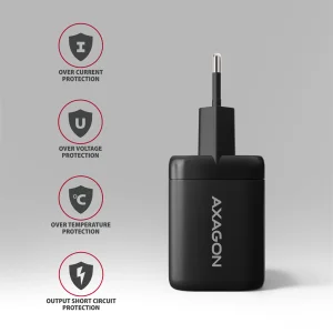 AXAGON ACU-PQ100, GaN nabíječka do sítě 100W, USB-A + USB-C, PD3.0/PPS/QC4+/SFC2.0/Apple, černá - obrázek 6