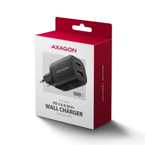 AXAGON ACU-PQ100, GaN nabíječka do sítě 100W, USB-A + USB-C, PD3.0/PPS/QC4+/SFC2.0/Apple, černá - obrázek 10
