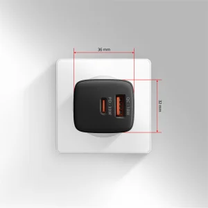 AXAGON ACU-PQ33, GaN nabíječka do sítě 33W, USB-A + USB-C, PD3.0/PPS/QC4+/SFC2.0/Apple, černá - obrázek 11
