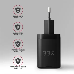 AXAGON ACU-PQ33, GaN nabíječka do sítě 33W, USB-A + USB-C, PD3.0/PPS/QC4+/SFC2.0/Apple, černá - obrázek 2