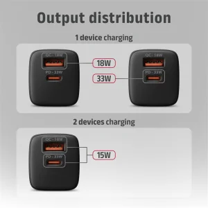 AXAGON ACU-PQ33, GaN nabíječka do sítě 33W, USB-A + USB-C, PD3.0/PPS/QC4+/SFC2.0/Apple, černá - obrázek 9