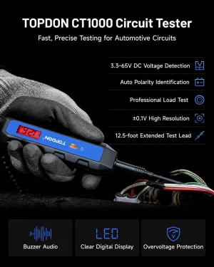 TOPDON Tester automobilových elektrických obvodů CT100/12V, 24V, 36V/měření 3,3-65VDC/max 1,2A - obrázek 6