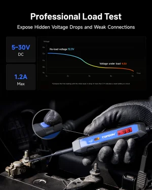 TOPDON Tester automobilových elektrických obvodů CT100/12V, 24V, 36V/měření 3,3-65VDC/max 1,2A - obrázek 7