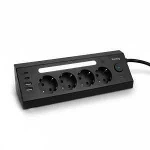 Nabíjecí stanice Huslog 15W 4xzásuvka, 2xUSB-C, 2xUSB, 1x LED světlo černá