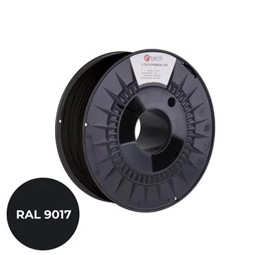 Tisková struna (filament) C-TECH PREMIUM LINE, PETG, dopravní černá, RAL9017, 1,75mm, 1kg