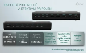 i-tec Universal 6x 4K dokovací stanice, 140W napájení - obrázek 7