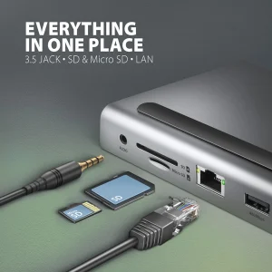 AXAGON HMC-4KX3 USB hub 3x USB-A, 2x HDMI, DP, RJ-45, SD, PD 100W - obrázek 2