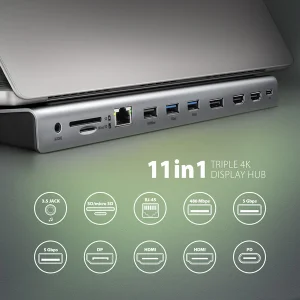 AXAGON HMC-4KX3 USB hub 3x USB-A, 2x HDMI, DP, RJ-45, SD, PD 100W - obrázek 9