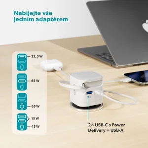Epico UltraBoost Retractable GaN 65W adaptér EA65c se zabudovaným kabelem - obrázek 5