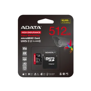 Adata High Endurance/Micro SD/512GB/UHS-I U3 / Class 10/+ Adaptér - obrázek 2