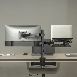 Držák monitoru Brateck LDT66-C024ML jedno kloubové rameno + jeden držák laptopu vedle sebe na tyčové - obrázek 2