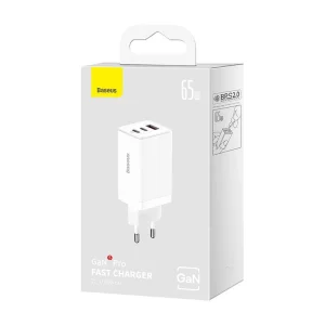 Baseus CCGP120202 GaN5 Pro Quick Nabíječka USB + 2x USB-C 65W White - obrázek 2
