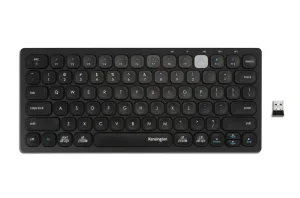 Kensington duální kompaktní klávesnice pro více zařízení/Bezdrátová USB + Bluetooth/UK layout/Černá