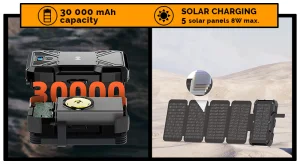 Solární powerbanka VIKING TYR III/Output:1xUSB-C,2xUSB-A/Wireless charge 15W max/30000mAh/LED světlo - obrázek 7