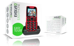 EVOLVEO EasyPhone, mobilní telefon pro seniory s nabíjecím stojánkem, červená - obrázek 2