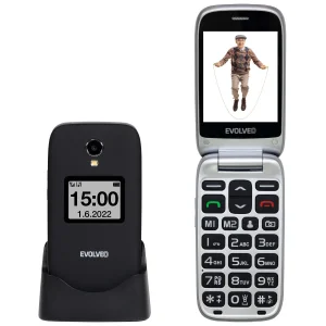 EVOLVEO EasyPhone FS, vyklápěcí telefon 2.8" pro seniory s nabíjecím stojánkem (černá barva) - obrázek 14