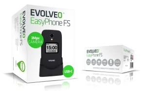 EVOLVEO EasyPhone FS, vyklápěcí telefon 2.8" pro seniory s nabíjecím stojánkem (černá barva) - obrázek 15