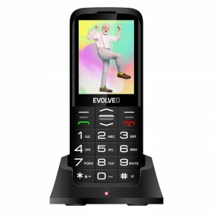 EVOLVEO EasyPhone FS, vyklápěcí telefon 2.8" pro seniory s nabíjecím stojánkem (černá barva)
