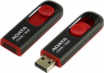 8GB USB ADATA C008  černo/červená (potisk)