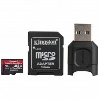 256GB microSDXC Kingston Canvas React Plus UHS-II V90 + adapter + čtečka