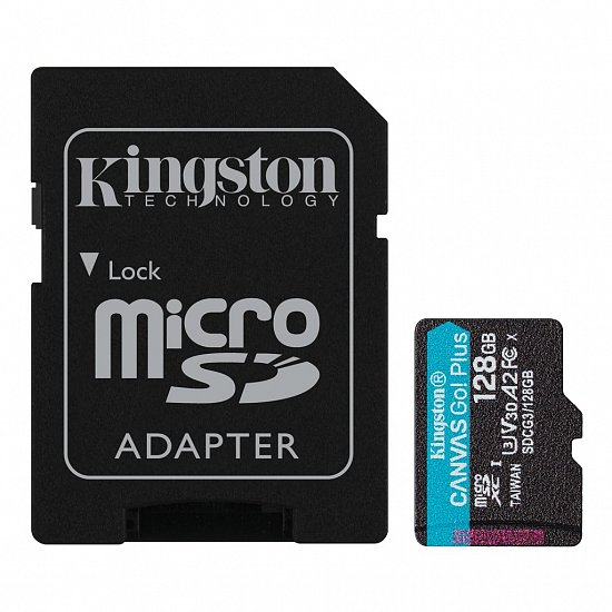 128GB microSDXC Kingston Canvas Go! Plus A2 U3 V30 170MB/s + adapter