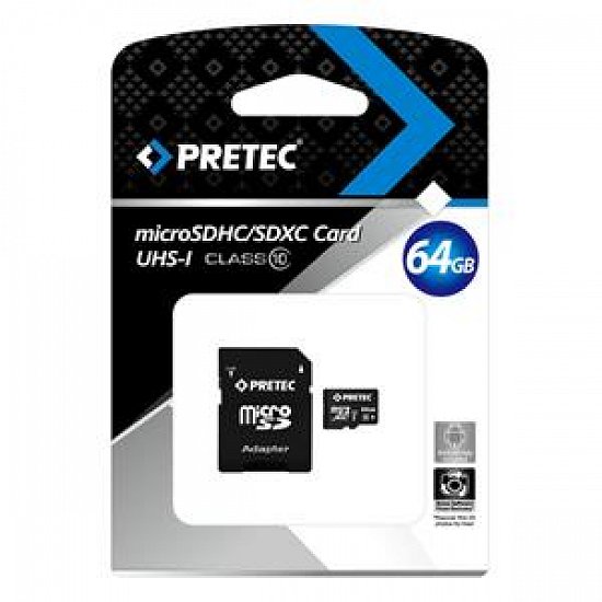 Pretec MicroSDXC 64 GB CLASS 10 UHS-I +SD adapter