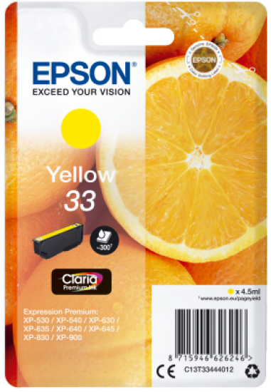 Epson Singlepack Yellow 33 Claria Premium Ink