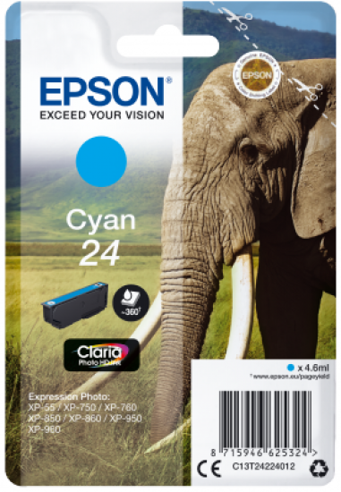 Epson Singlepack Cyan 24 Claria Photo HD Ink