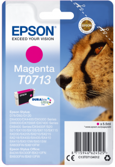 Epson Singlepack Magenta T0713 DURABrite Ultra Ink