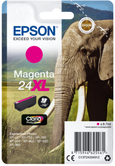 Epson Singlepack Magenta 24XL Claria Photo HD Ink