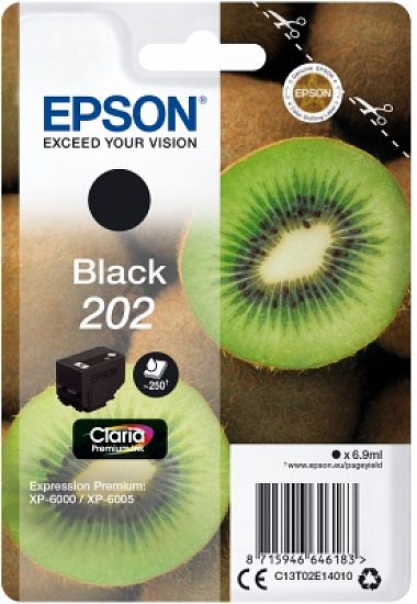 EPSON ink černá 202 Premium - singlepack 6,9ml, 250s, standard