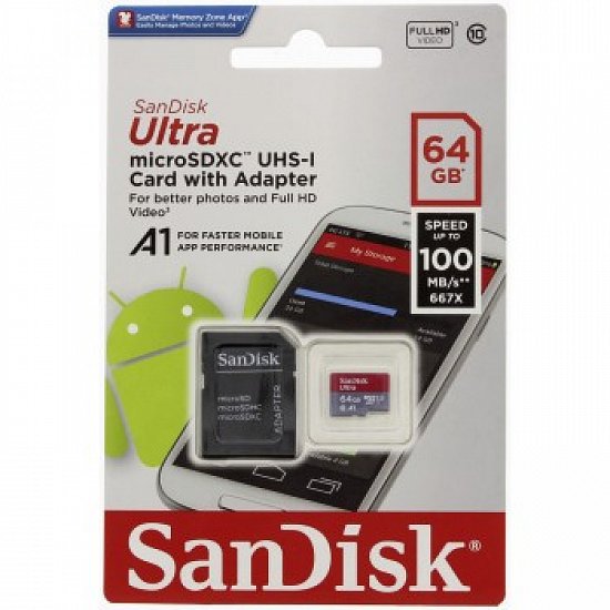 SanDisk Ultra microSDXC 64GB 100MB/s + adaptér