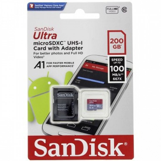 SanDisk Ultra microSDXC 200GB 100MB/s + adaptér